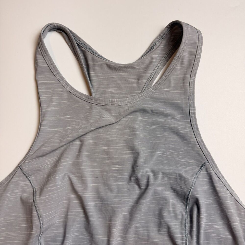 Lululemon Power Thru High Neck Racerback Tank Top Light Grey Size 6/8 Cropped - Picture 5 of 13